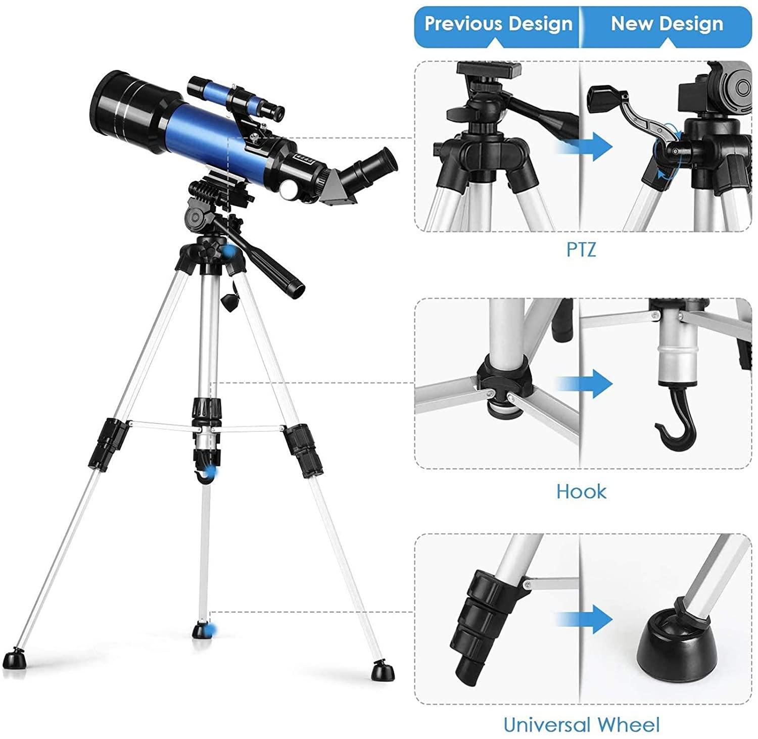 Adjustable Tripod Telescope 70mm with 67x Magnification 4