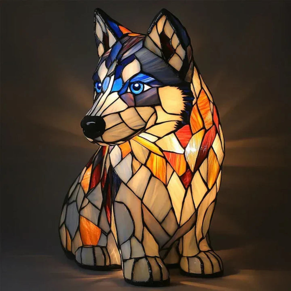 CanineGlow | Artistic Glass Dog Lamp with Colorful Tiffany-Style Lighting Design 10