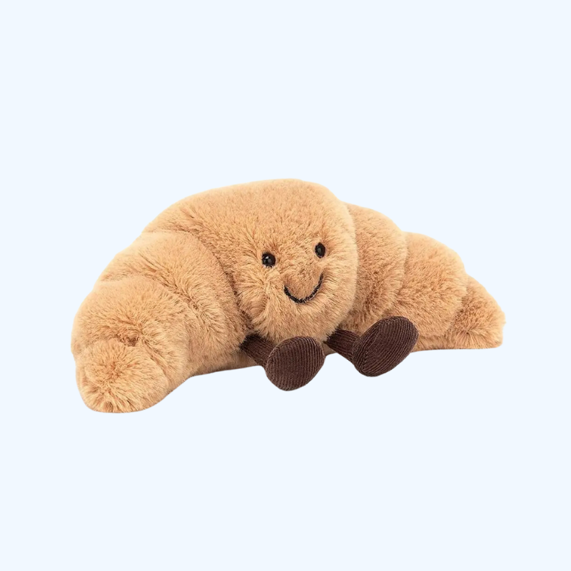 Croissant Plush Hug Pillow 13 inches Soft Light Brown with Smiling Face 6