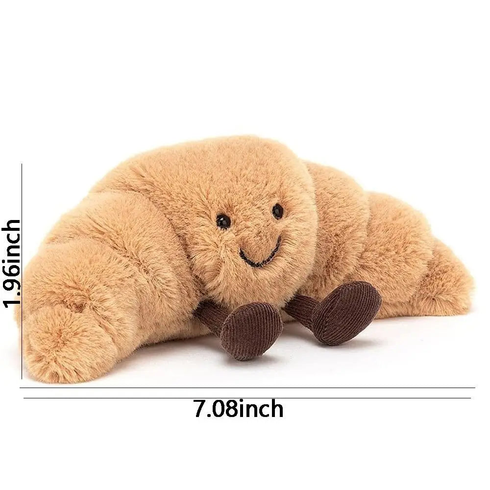 Croissant Plush Hug Pillow 13 inches Soft Light Brown with Smiling Face 7