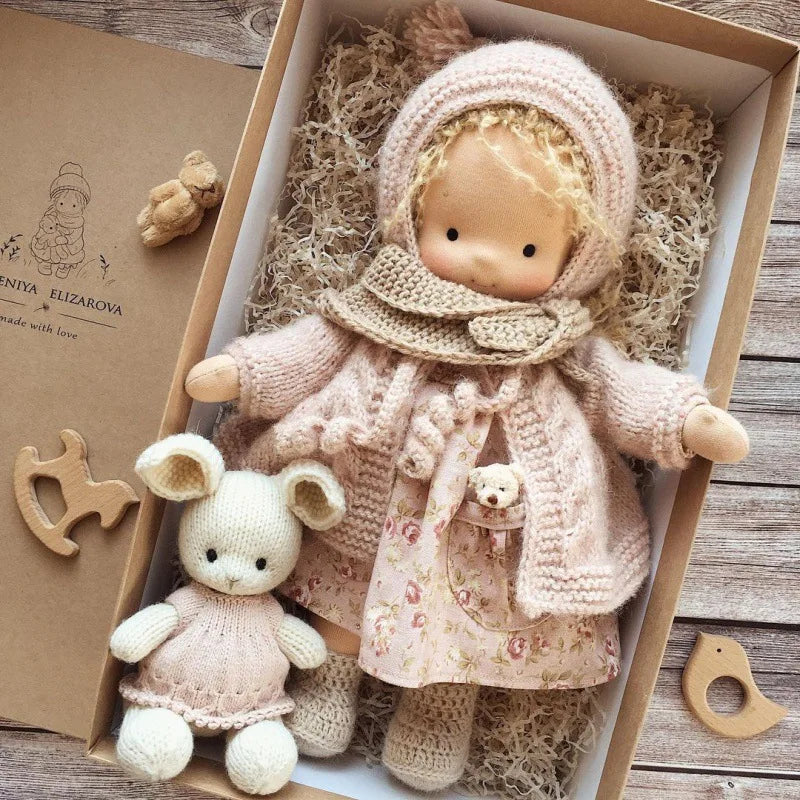 Emma | Handmade Cotton Plush Doll – Waldorf Soft Toy with Fabric Box | Adorable & Cuddly | For Kids’ Birthday & Everyday Fun 3