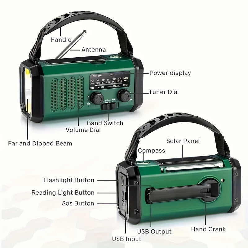 LifeLink Emergency Radio – Solar Panel and Hand Crank Powered, with NOAA Access, Integrated Flashlight, and USB Charger for a Compact Survival Device. 4
