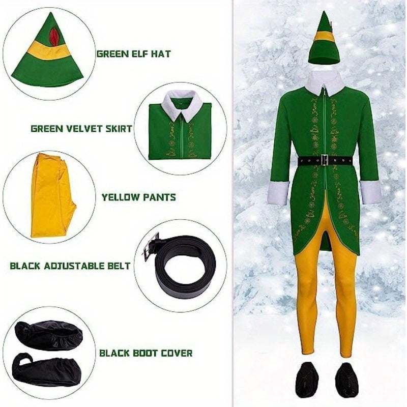 Men’s Holiday Elf Outfit | Funny Long Sleeve Halloween Costume 5