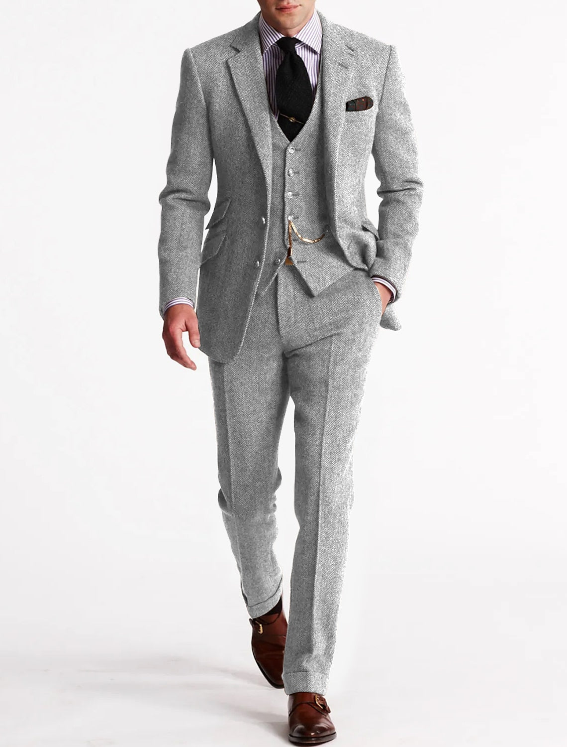 Old-School Luxe 3-Piece Suit – Men's Vintage Tailored Fit for Distinguished Style and Enduring Class 9