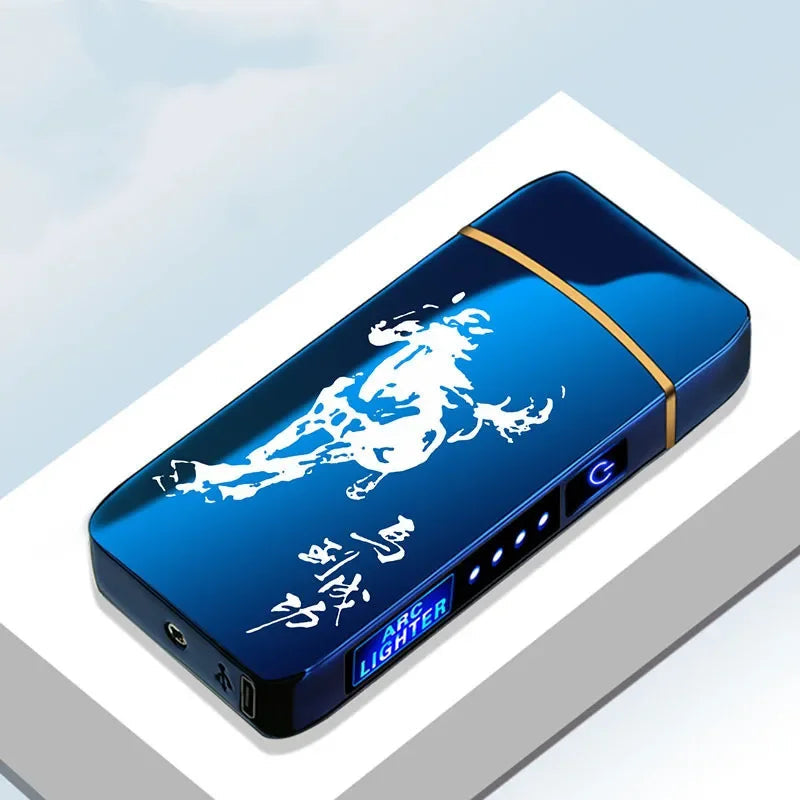 Rechargeable USB Plasma Lighter with Windproof Double Arch Flame – Stylish Metal Design for Indoor and Outdoor Use 0