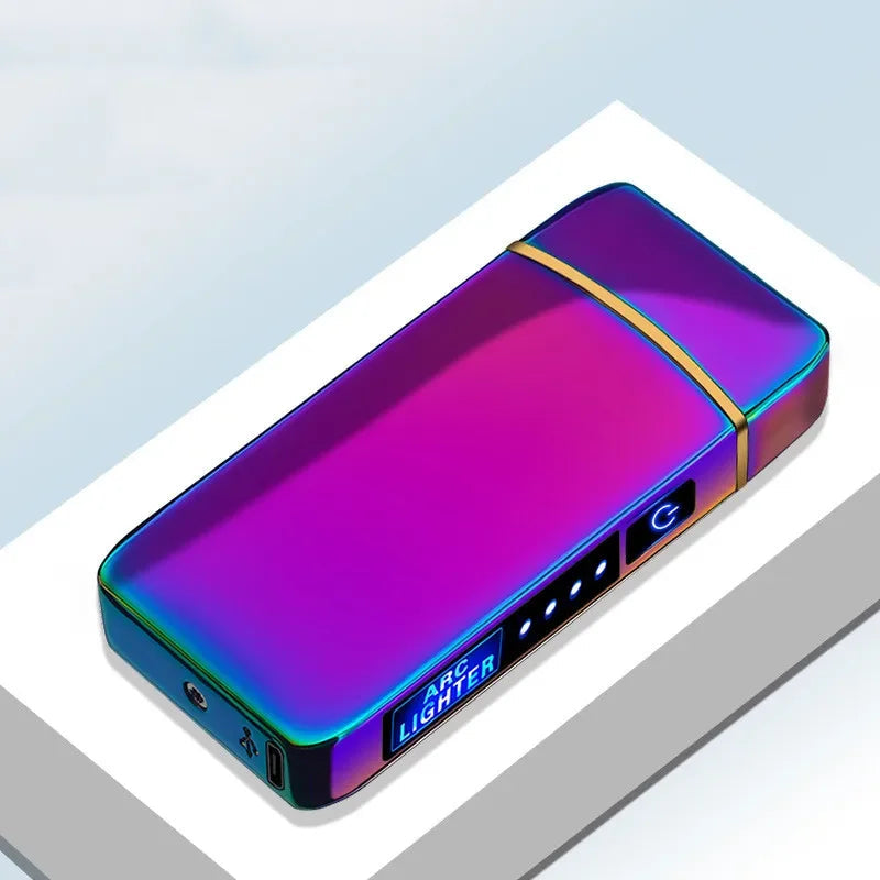 Rechargeable USB Plasma Lighter with Windproof Double Arch Flame – Stylish Metal Design for Indoor and Outdoor Use 11
