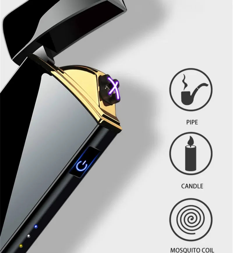 Rechargeable USB Plasma Lighter with Windproof Double Arch Flame – Stylish Metal Design for Indoor and Outdoor Use 2