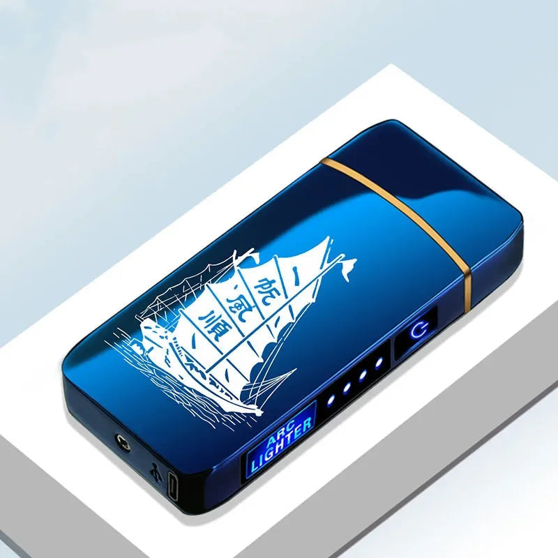 Rechargeable USB Plasma Lighter with Windproof Double Arch Flame – Stylish Metal Design for Indoor and Outdoor Use 9