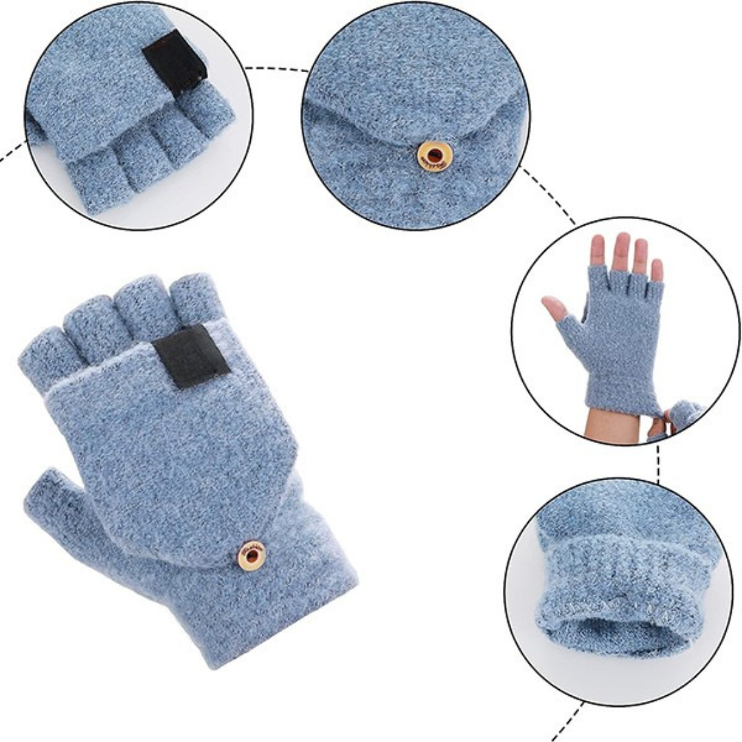 ThermaGrip | Heated Winter Knit Fingerless Gloves for Cold Weather 4