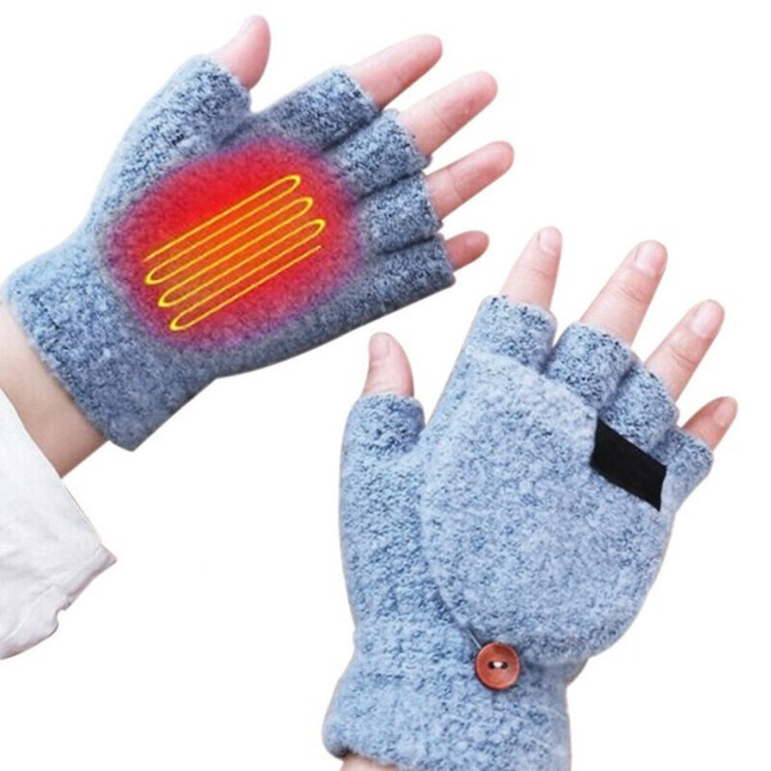 ThermaGrip | Heated Winter Knit Fingerless Gloves for Cold Weather 5