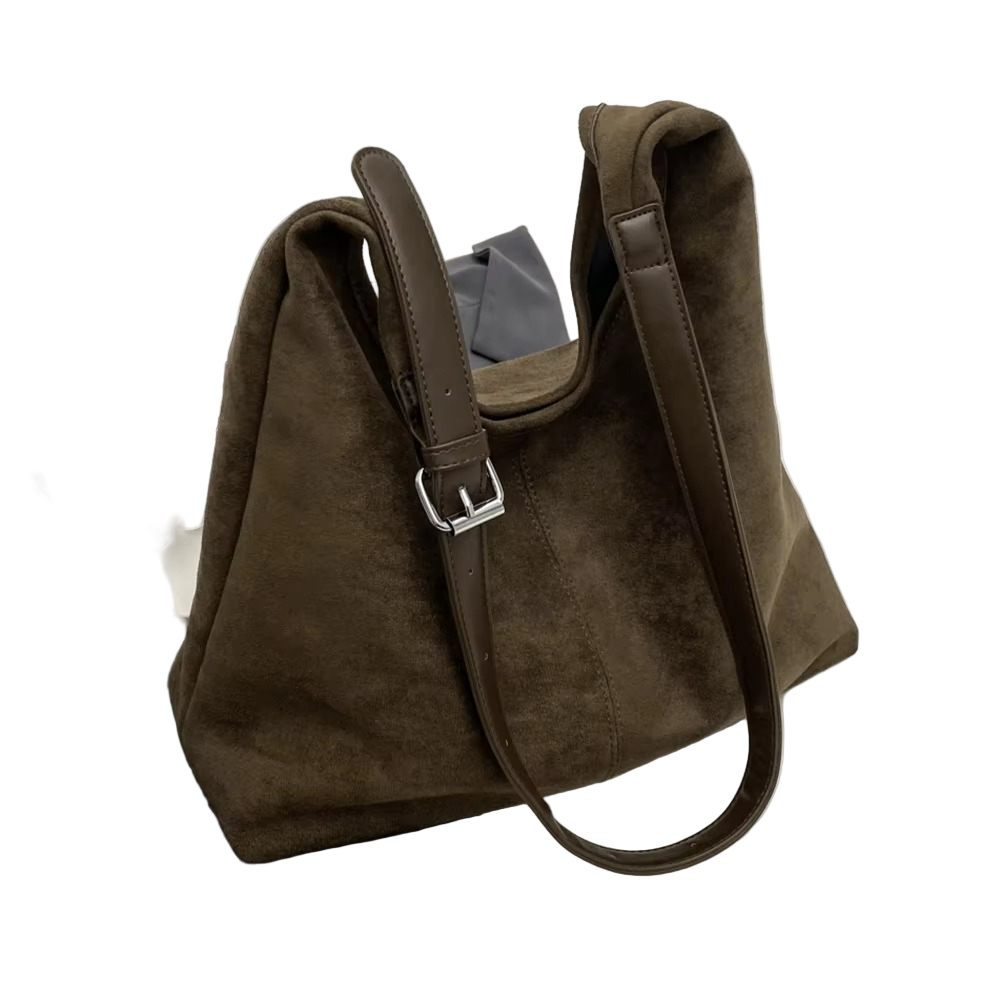 Versatile Suede Handbag – High Capacity Trunk Style with Adjustable Strap for Elegant Everyday Outfits 1