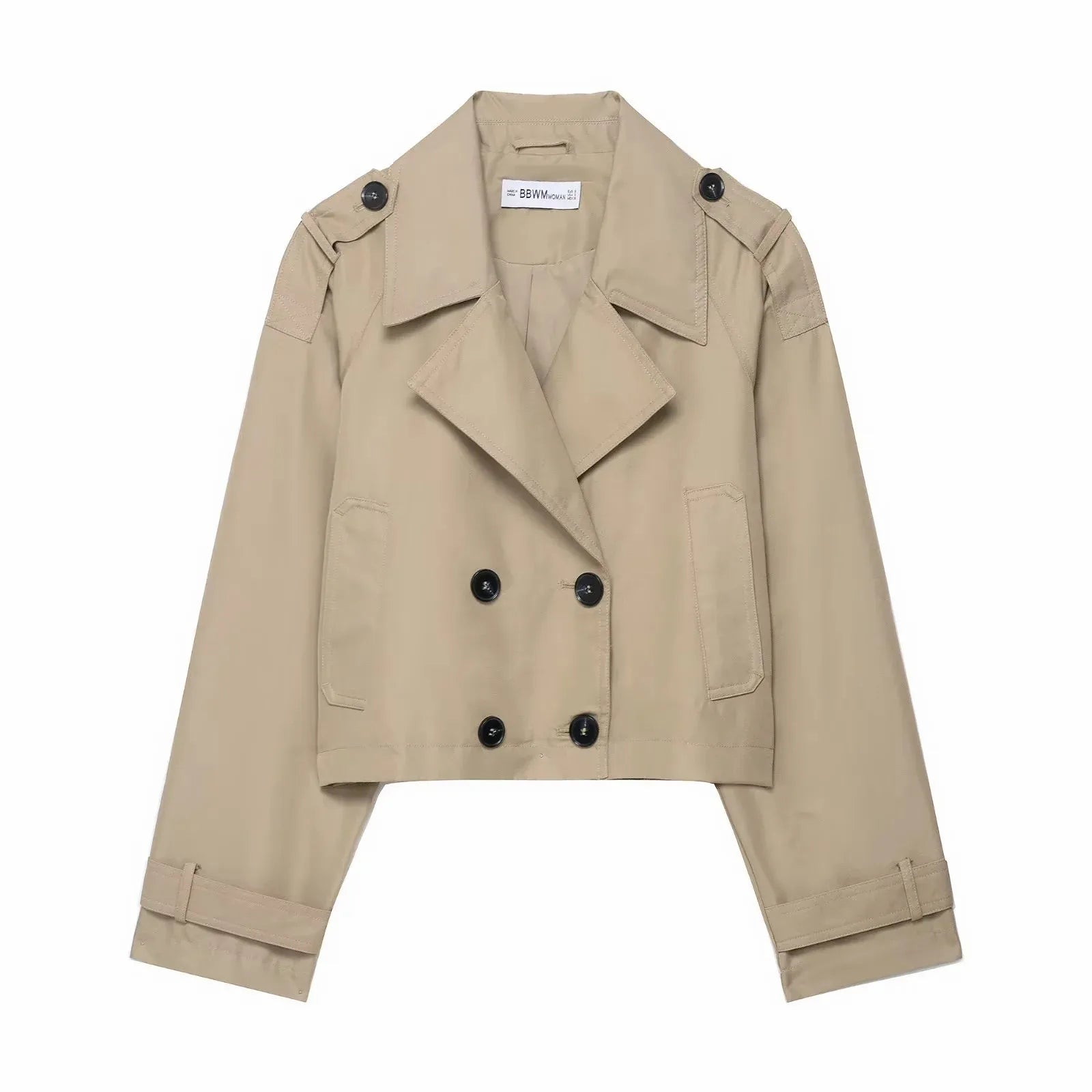 Women's Double Breasted Trench Coat with Pockets – Stylish Autumn Winter Office Jacket 0