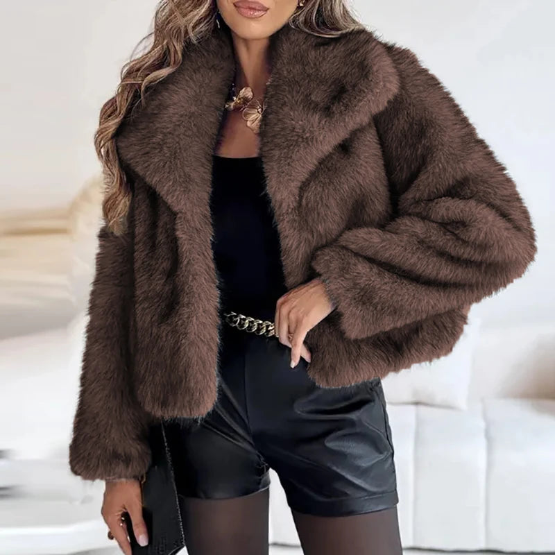 Women’s Faux Fur Short Jacket | Lightweight Warm Winter Coat for High-Street Fashion 4