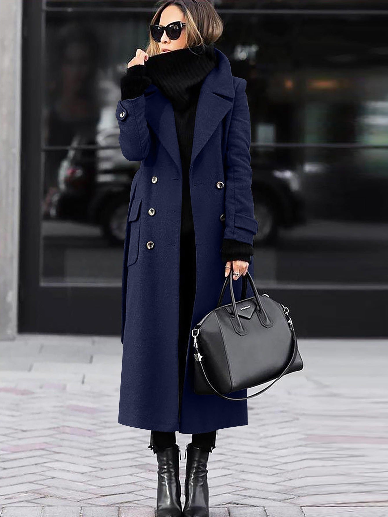 Women's Tailored Wool Coat – Double-Breasted Design, Full Length Winter Coat for Women 3