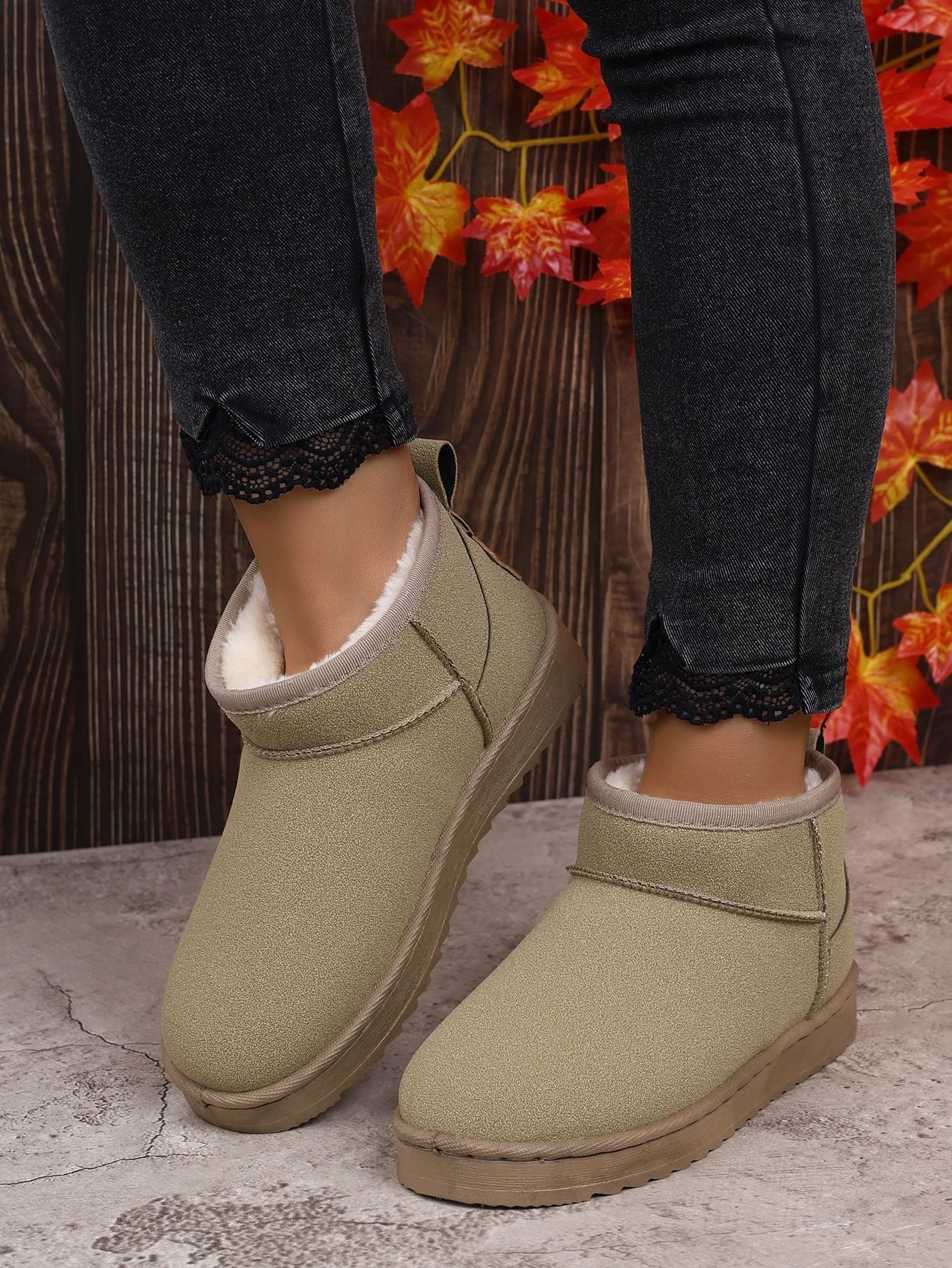 Women's Ultra Mini Platform Boots with Fur Lining – Black Ankle Booties for Winter Comfort 6