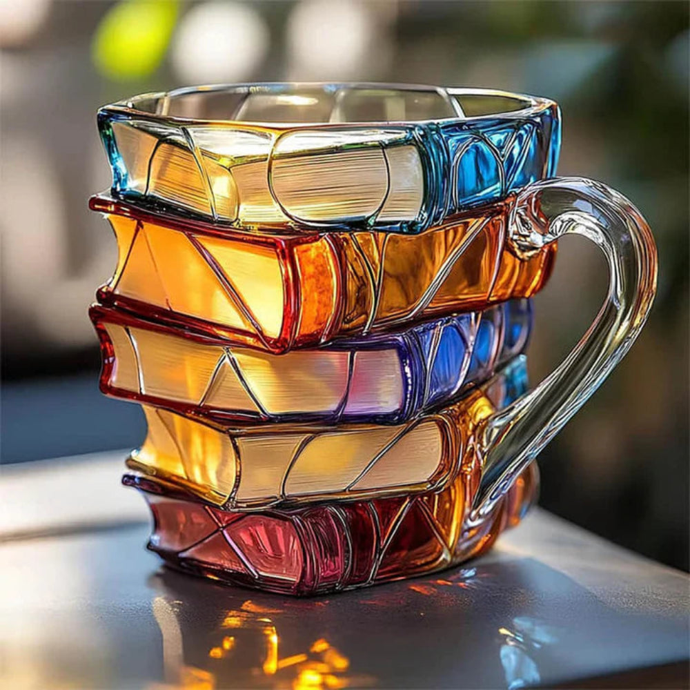 BiblioBrew | Glass Coffee Mug with Book Spine Design for Readers 0