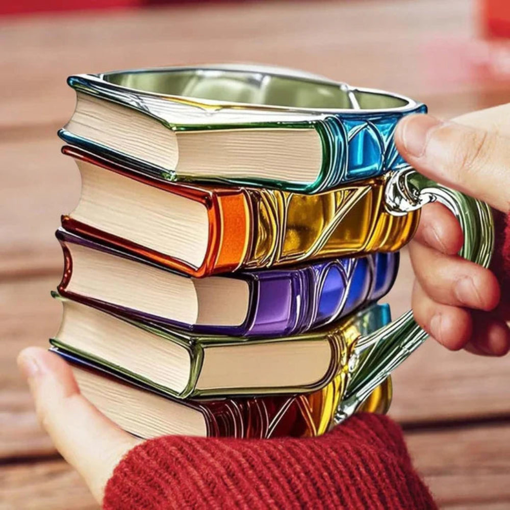 BiblioBrew | Glass Coffee Mug with Book Spine Design for Readers 3