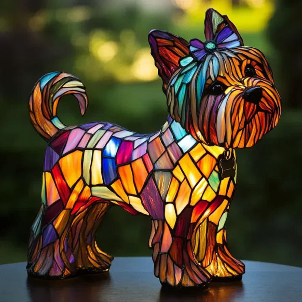 CanineGlow | Artistic Glass Dog Lamp with Colorful Tiffany-Style Lighting Design 5