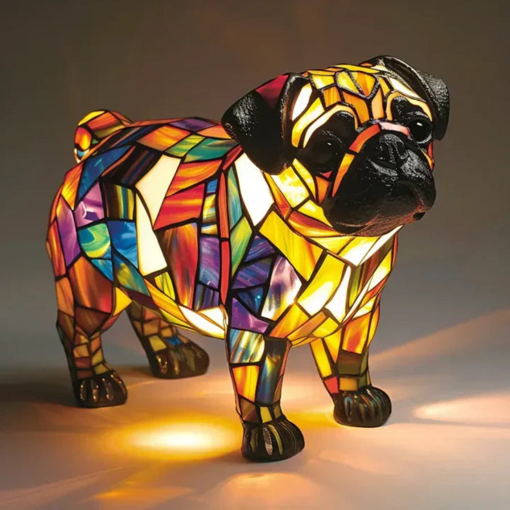 CanineGlow | Artistic Glass Dog Lamp with Colorful Tiffany-Style Lighting Design 9