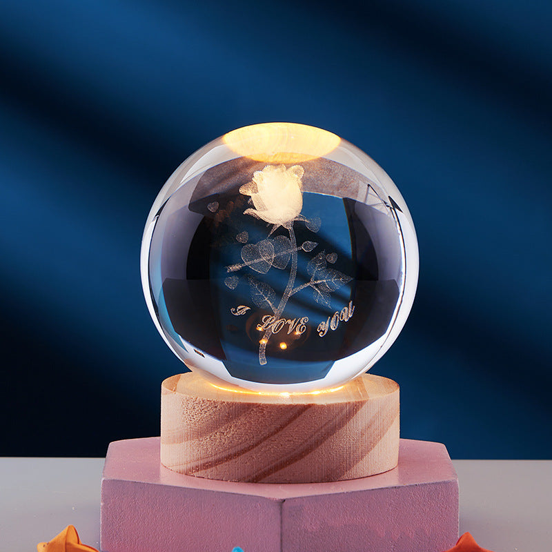 Elegant 3D Night Light Lamp with Crystal Design – USB Powered LED Home Decor Lighting 16