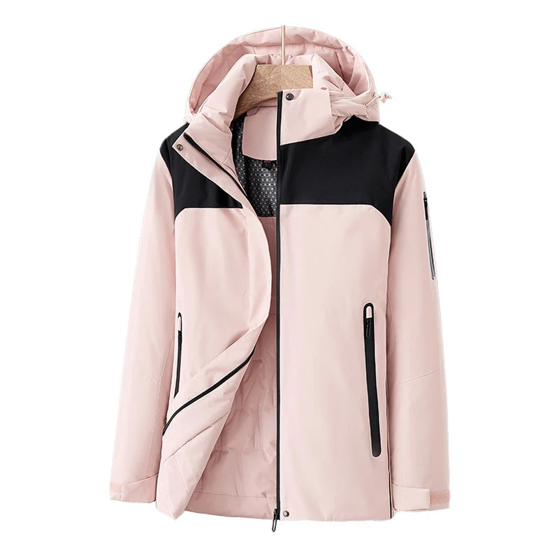 Elegant Women’s Quilted Winter Coat – Waterproof and Windproof Jacket with Detachable Hood for Cold Weather 0