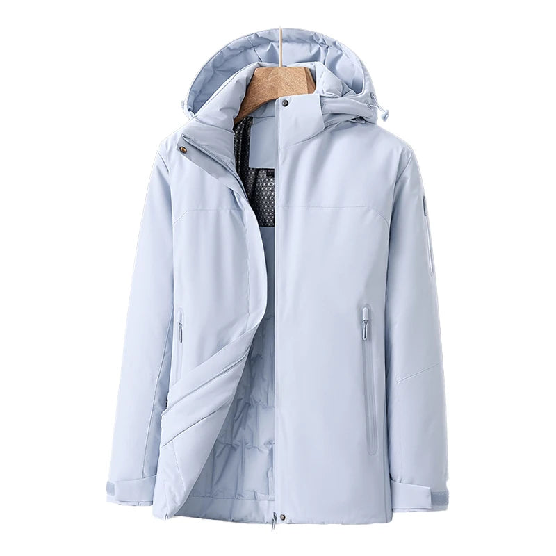 Elegant Women’s Quilted Winter Coat – Waterproof and Windproof Jacket with Detachable Hood for Cold Weather 11