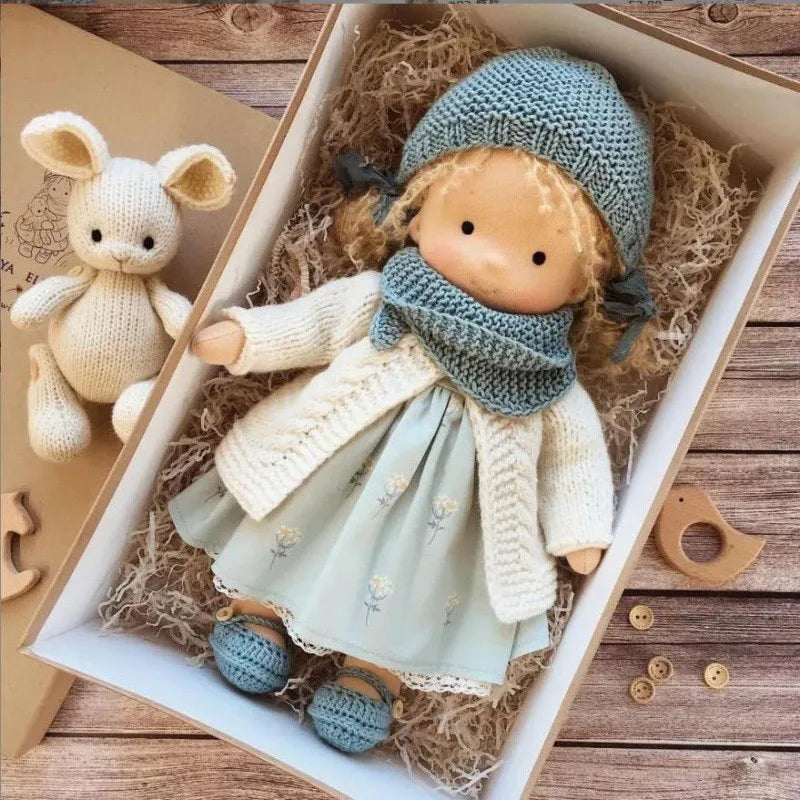 Elise | Handmade Waldorf Plush Doll – Soft Cotton Toy with Fabric Box | Sweet & Snuggly | For Children’s Birthday & Daily Fun 18