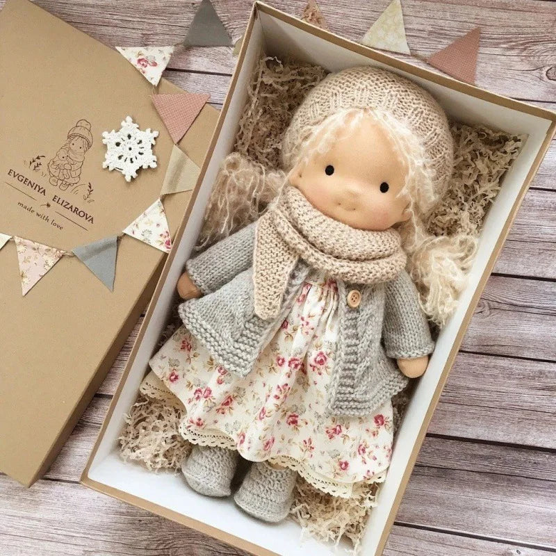 Emma | Handmade Cotton Plush Doll – Waldorf Soft Toy with Fabric Box | Adorable & Cuddly | For Kids’ Birthday & Everyday Fun 18
