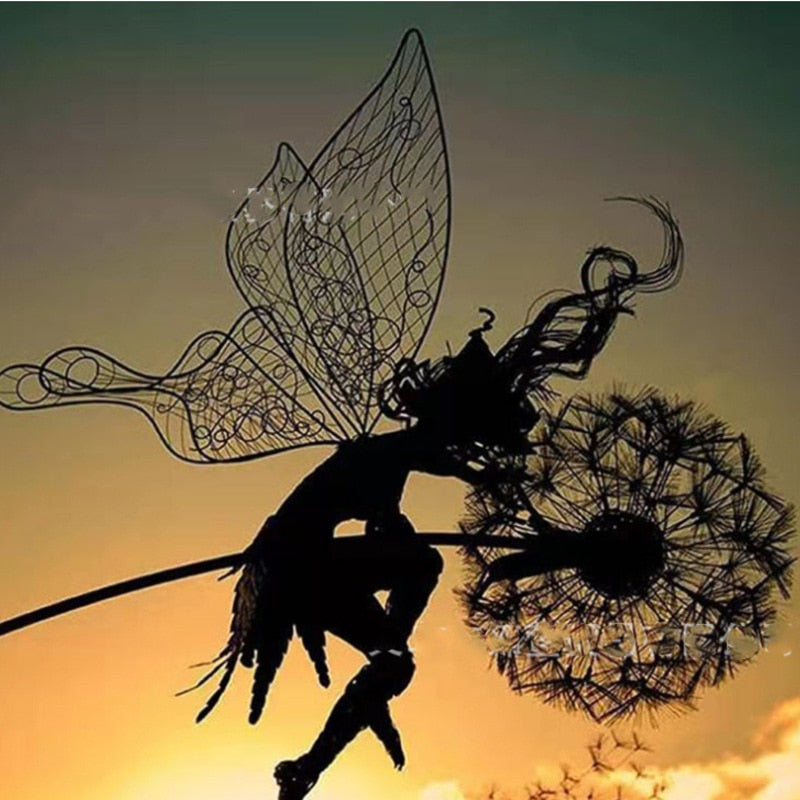 Enchanting Metal Fairy Garden Sculpture - Weather-Resistant Outdoor Decor for Garden Art and Ornaments 12