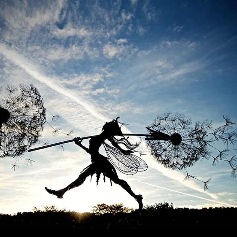 Enchanting Metal Fairy Garden Sculpture - Weather-Resistant Outdoor Decor for Garden Art and Ornaments 3