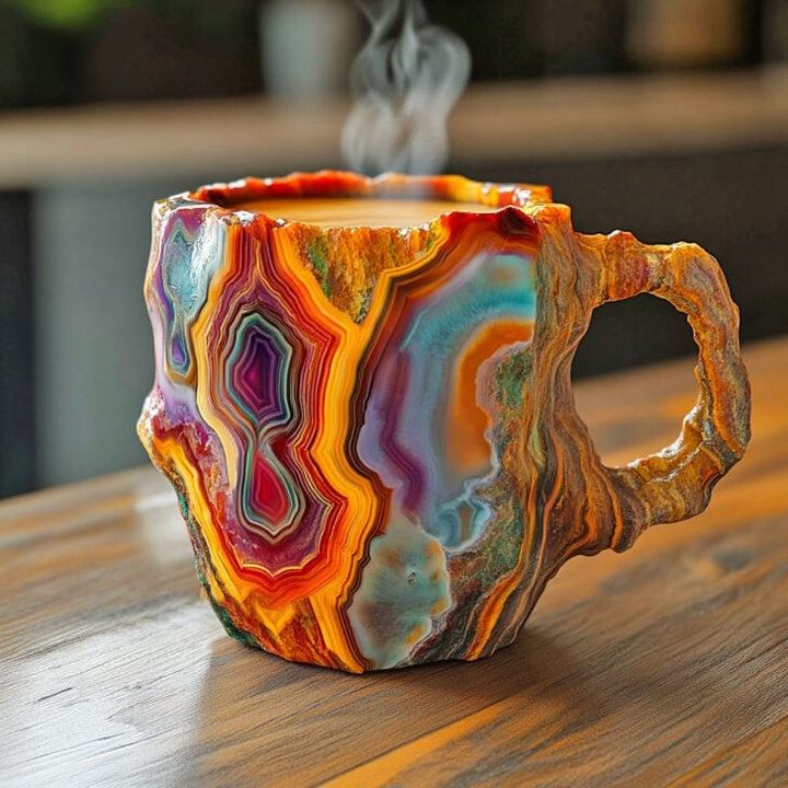 Handcrafted Mineral Crystal Mug – Insulated, Microwave Safe, 350-450 ml, Unique Design 2
