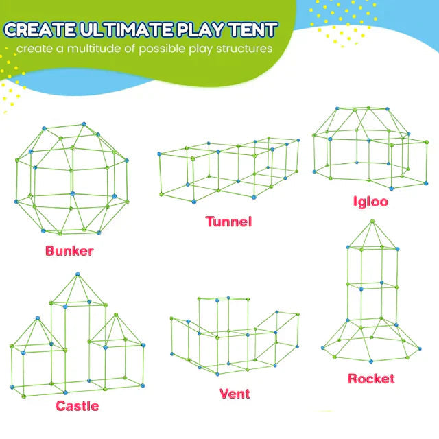 Kids' Building Set - Creative Forts & Tents - Fun Educational Plastic Toy! 0