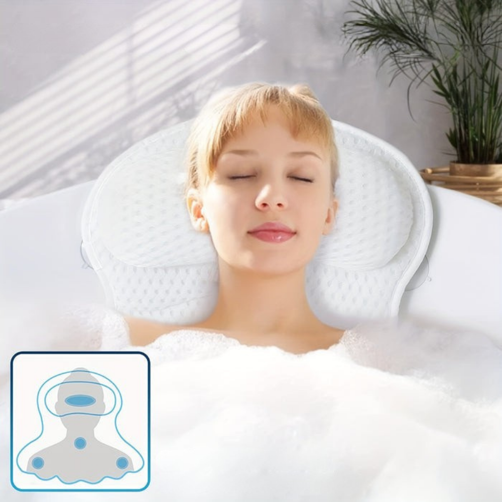 LuxeRest | Ergonomic Mesh Bath Pillow Providing Neck and Back Support 1