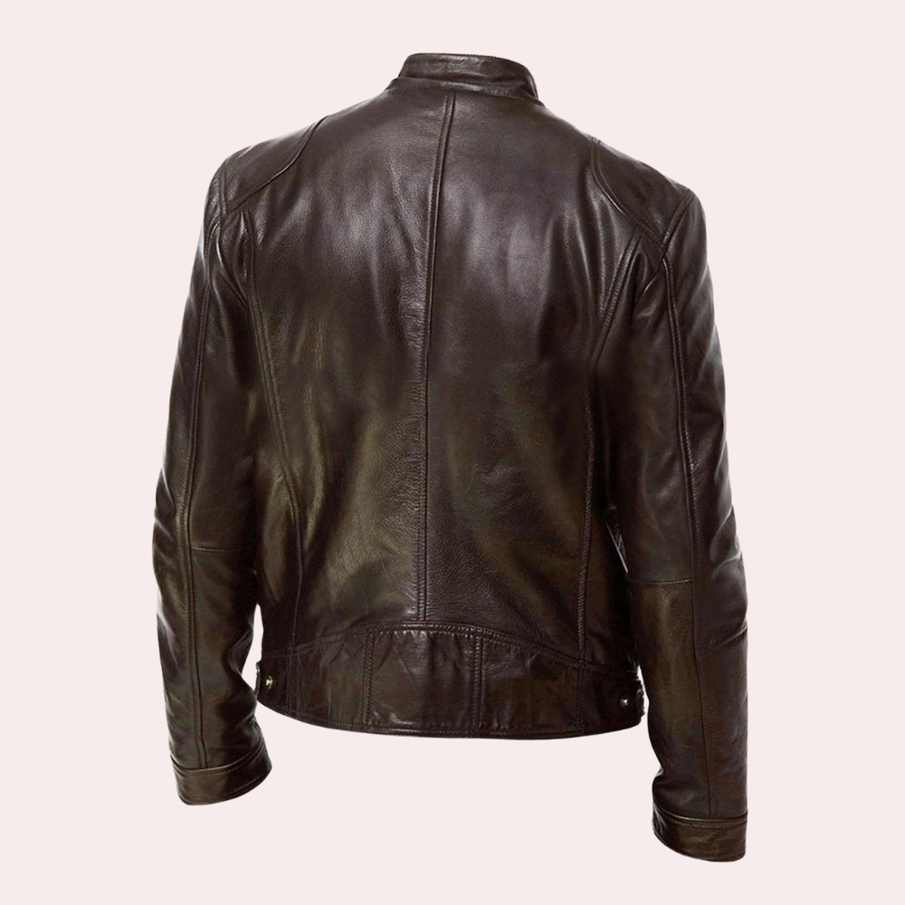 Men's Leather Biker Jacket Black Size M Genuine Leather 1