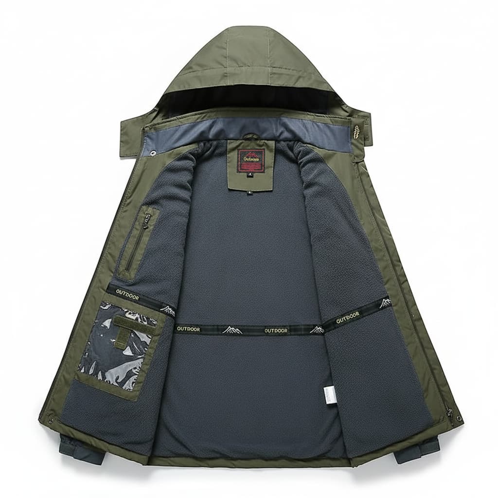 Men's Waterproof Winter Jacket Green Size M Hooded 2