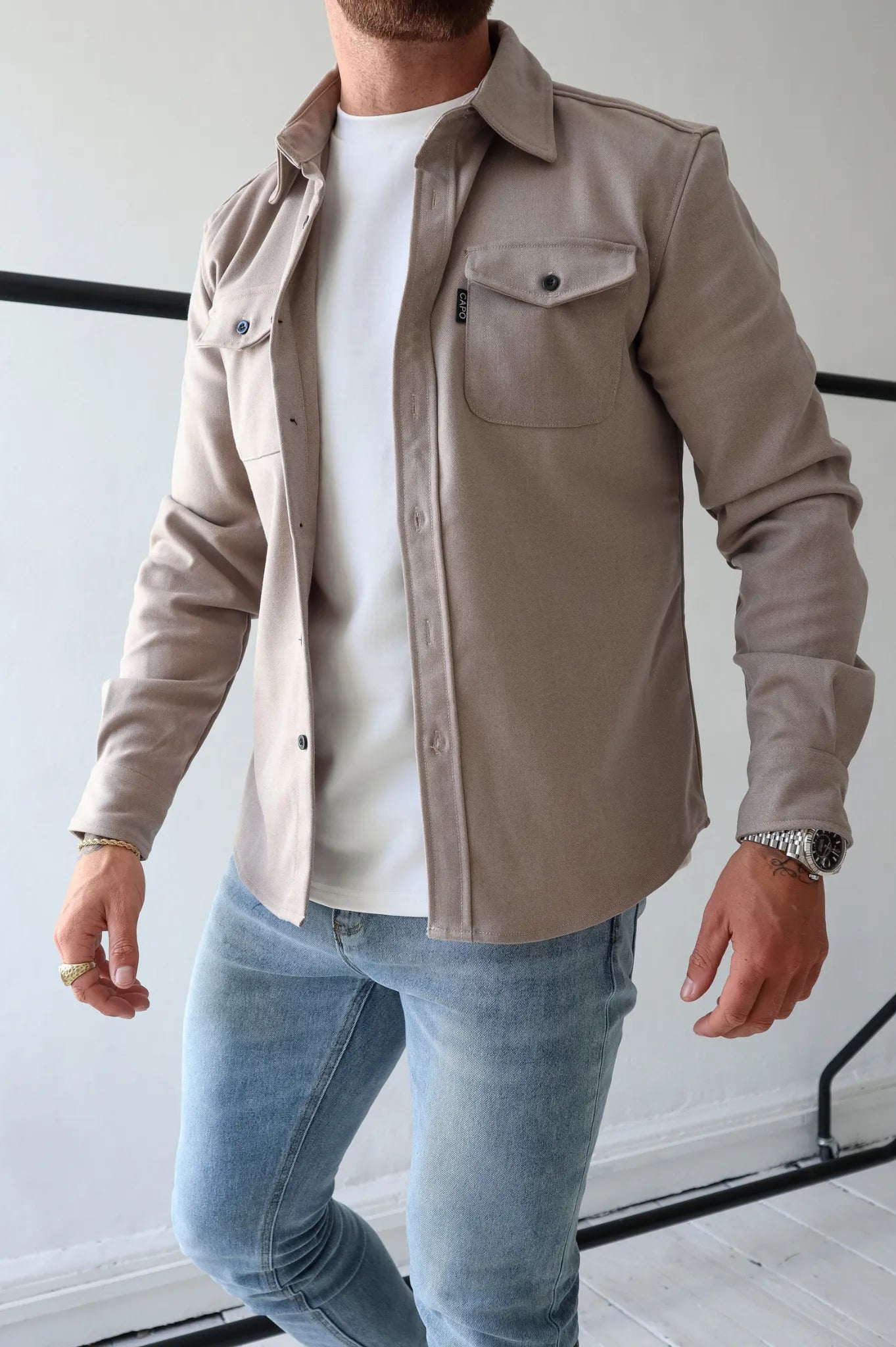 MetroShirt Jacket – A Buttoned Shirt Jacket for Men with Chest Pockets, blending sophisticated tailoring with casual comfort. 1