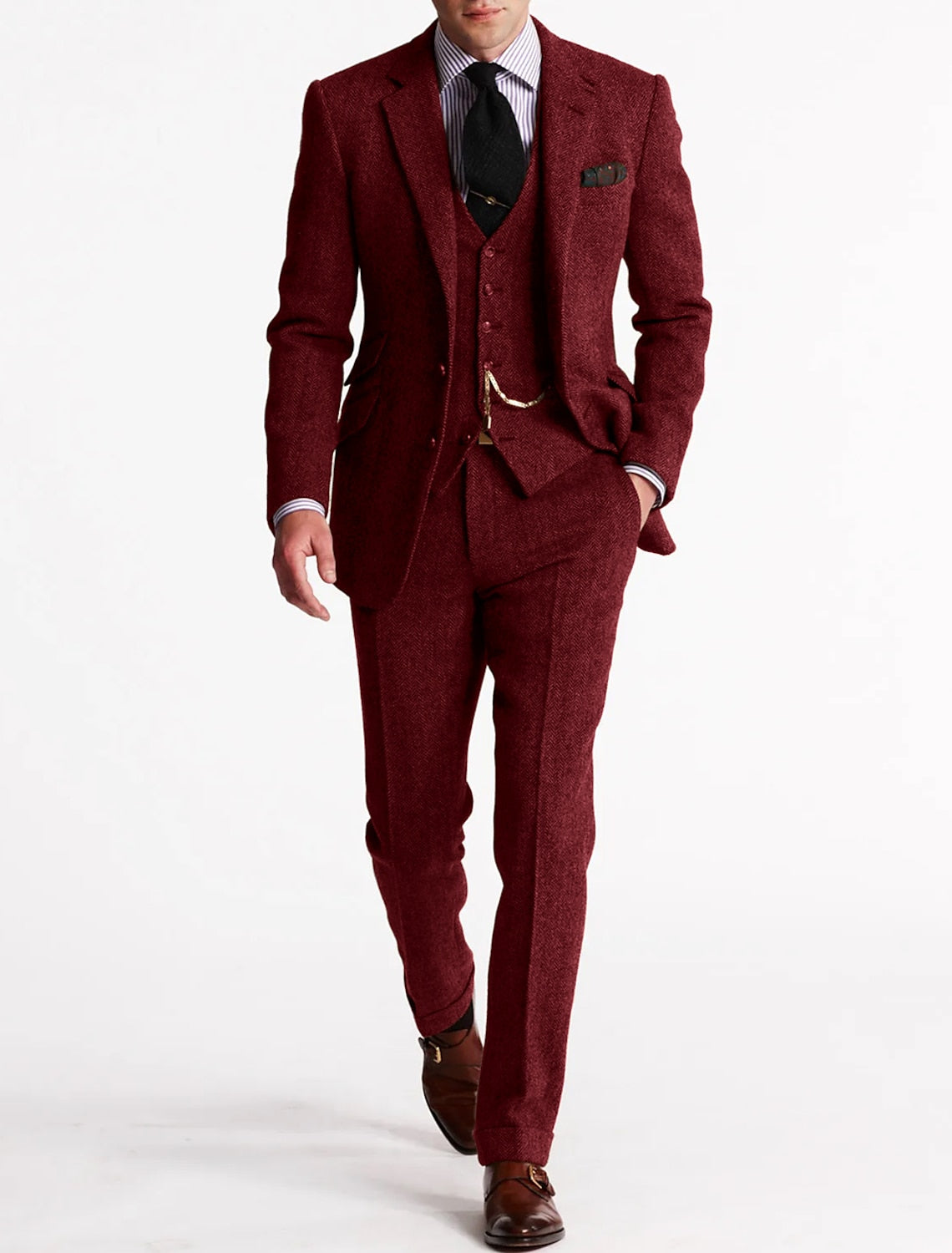 Old-School Luxe 3-Piece Suit – Men's Vintage Tailored Fit for Distinguished Style and Enduring Class 10