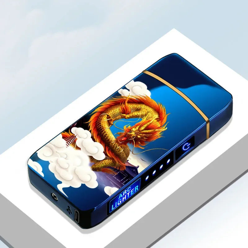 Rechargeable USB Plasma Lighter with Windproof Double Arch Flame – Stylish Metal Design for Indoor and Outdoor Use 18