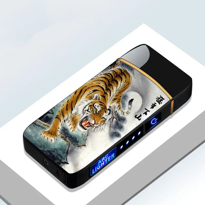 Rechargeable USB Plasma Lighter with Windproof Double Arch Flame – Stylish Metal Design for Indoor and Outdoor Use 19