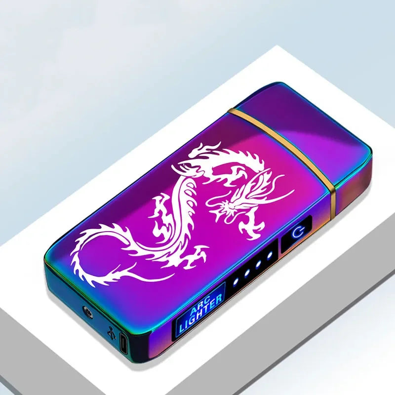 Rechargeable USB Plasma Lighter with Windproof Double Arch Flame – Stylish Metal Design for Indoor and Outdoor Use 21