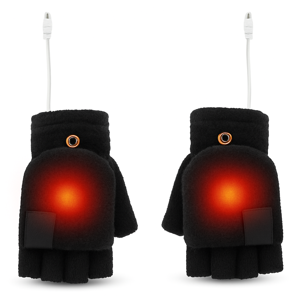 ThermaGrip | Heated Winter Knit Fingerless Gloves for Cold Weather 0