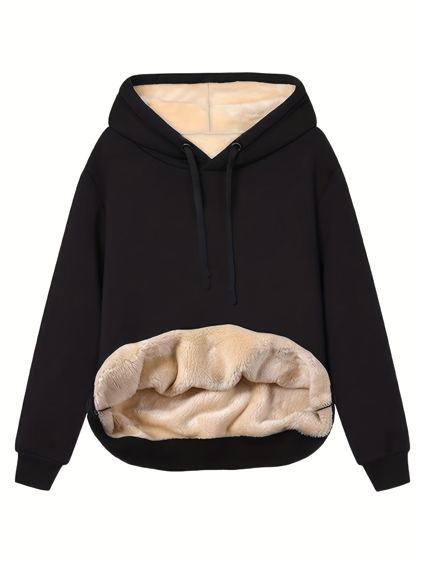 Unisex Hoodie Black Size M Cotton Plush Lined 0