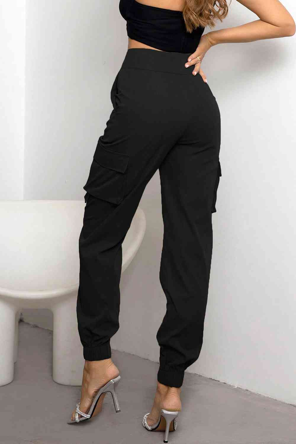 Women's Cargo Trousers Black Size M Fabric Blend 2