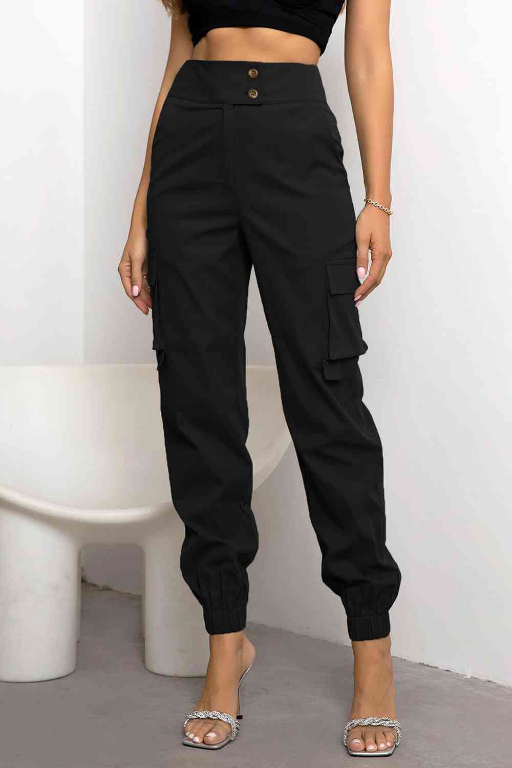 Women's Cargo Trousers Black Size M Fabric Blend 3