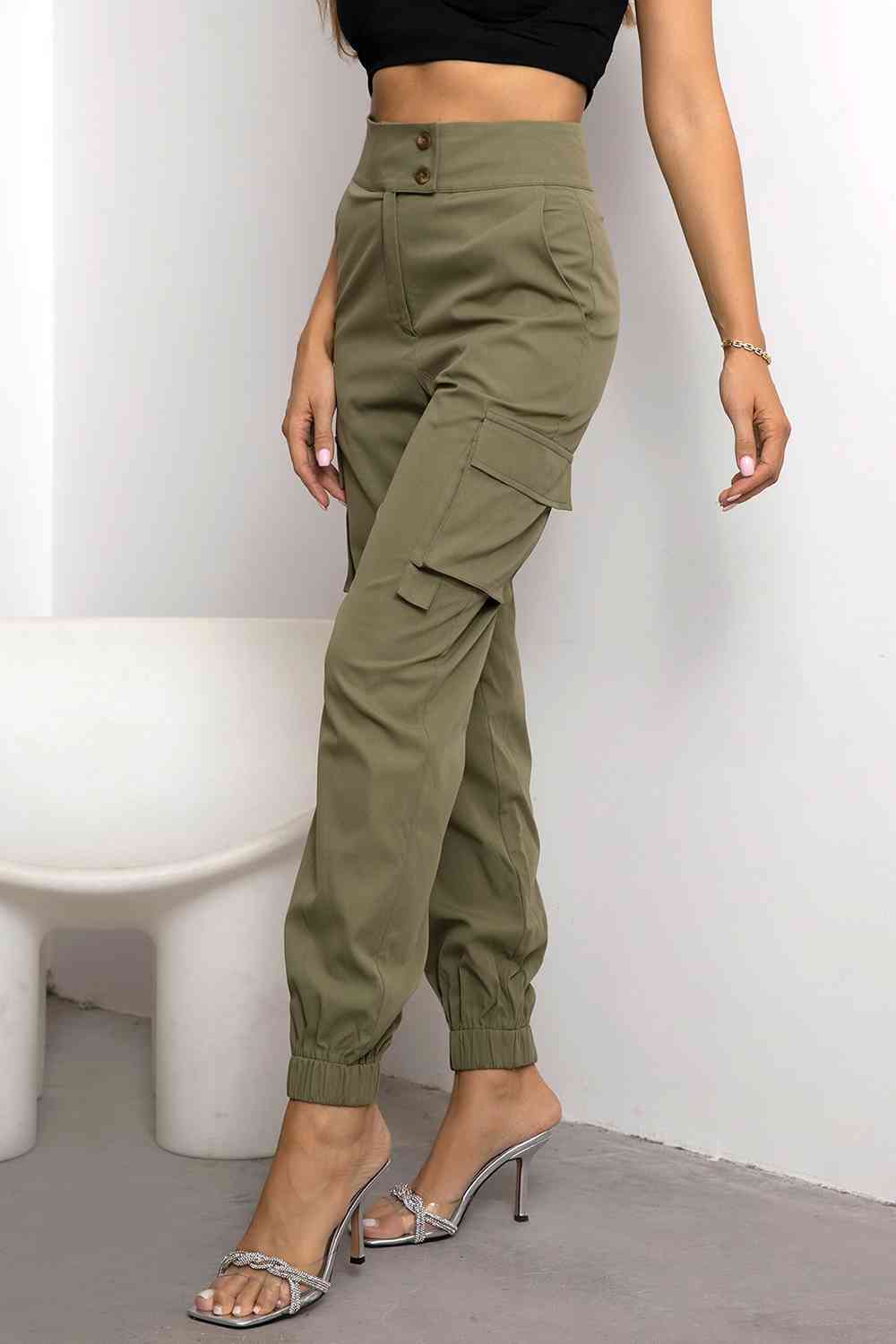 Women's Cargo Trousers Black Size M Fabric Blend 5