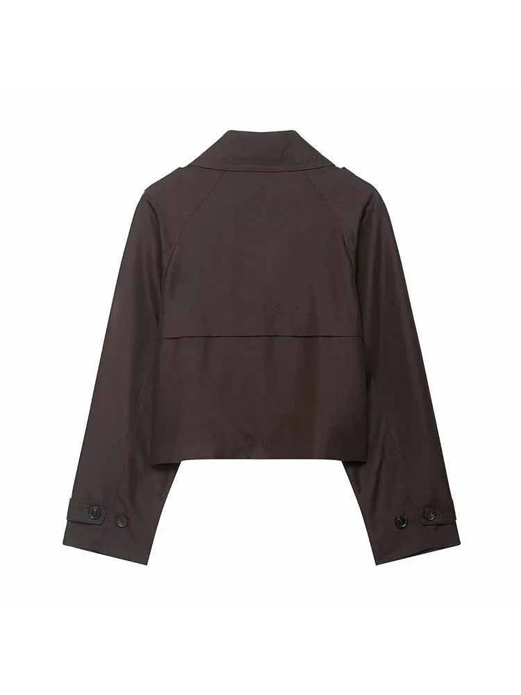 Women's Double Breasted Trench Coat with Pockets – Stylish Autumn Winter Office Jacket 3