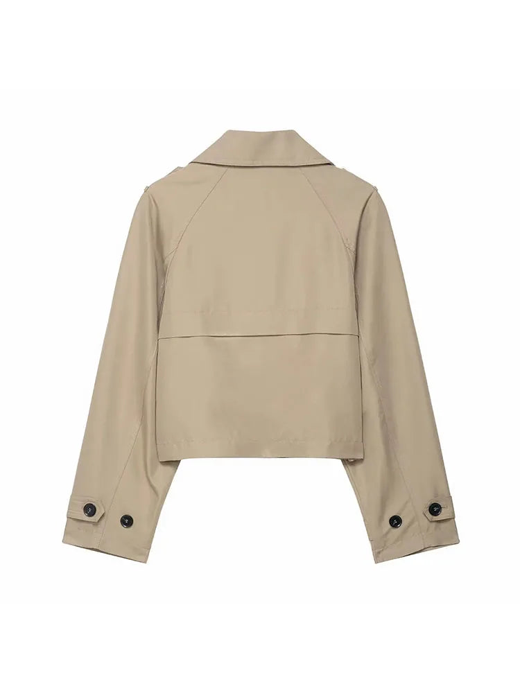 Women's Double Breasted Trench Coat with Pockets – Stylish Autumn Winter Office Jacket 4