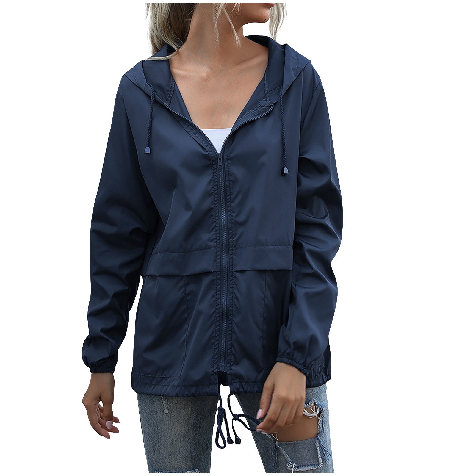 Women's Hooded Jacket Blue Size M Polyester 0