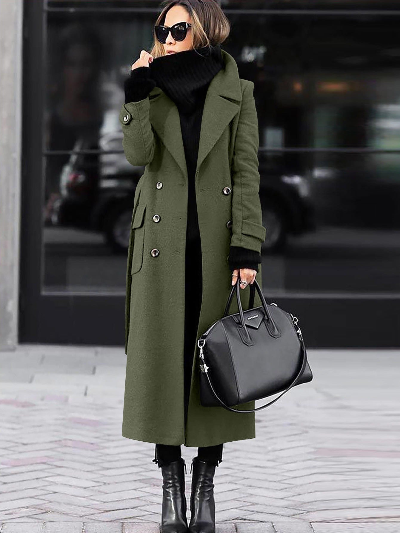 Women's Tailored Wool Coat – Double-Breasted Design, Full Length Winter Coat for Women 4
