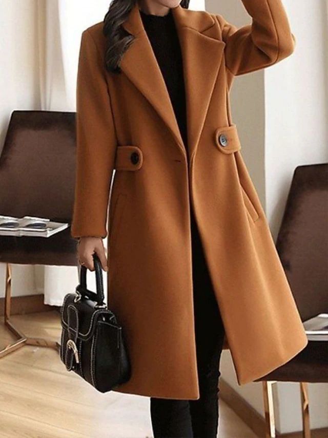 Women's Trench Coat Camel Size M Polyester 2